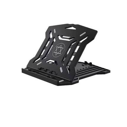 Adjustable Laptop Stand with 360-Degree Base for Desk Riser Home Office Holder - Black.