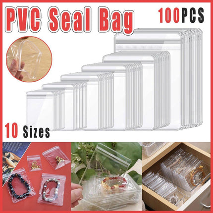 100pcs PVC Self-Sealing Jewelry Bags Anti-Oxidation Storage Dustproof Bags - 11*11cm.