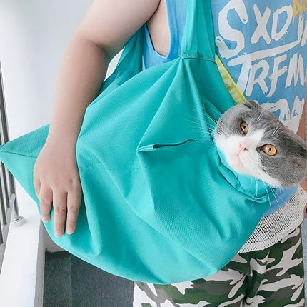 Portable Pet Shoulder Tote Bag for Cats and Small Dogs Outdoor Travel Carrier - Blue.