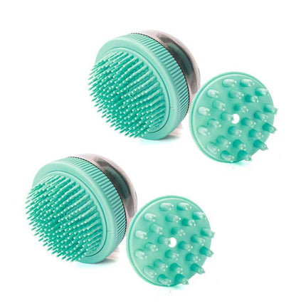 2PCS Pet Cleaning Brush Bath Massage Gel Dispenser Cats Dogs Grooming Tool - Blue.