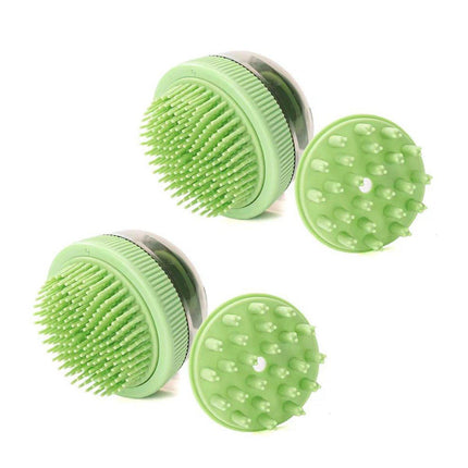2PCS Pet Cleaning Brush Bath Massage Gel Dispenser Cats Dogs Grooming Tool - Blue.