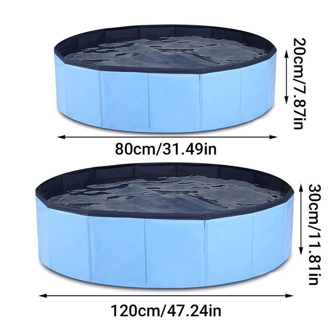 Pet Swimming Pool Foldable Portable Pool for Dogs Outdoor Summer Play - Blue-80x20cm.
