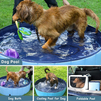 Pet Swimming Pool Foldable Portable Pool for Dogs Outdoor Summer Play - Red-120x30cm.