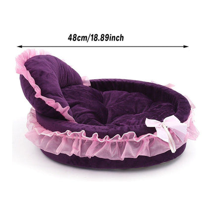 Princess Pet Kennel Soft Comfortable Cat and Dog Bed House for Small Pets - Grey.