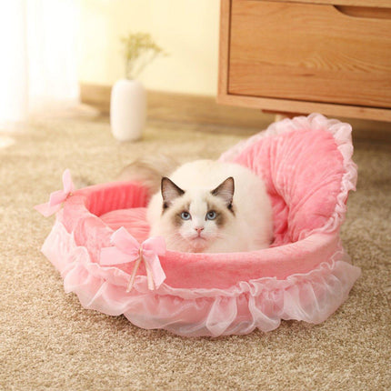 Princess Pet Kennel Soft Comfortable Cat and Dog Bed House for Small Pets - Grey.
