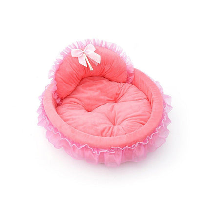 Princess Pet Kennel Soft Comfortable Cat and Dog Bed House for Small Pets - Grey.