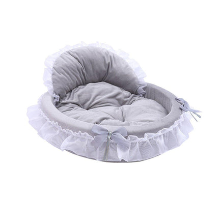 Princess Pet Kennel Soft Comfortable Cat and Dog Bed House for Small Pets - Grey.