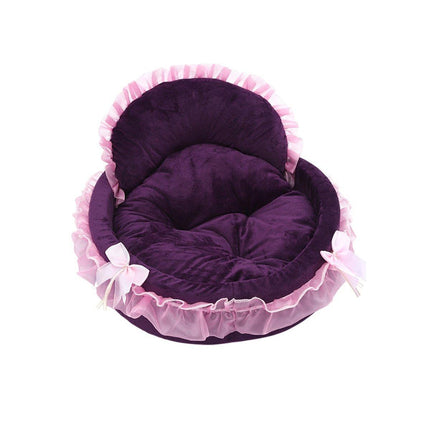 Princess Pet Kennel Soft Comfortable Cat and Dog Bed House for Small Pets - Grey.