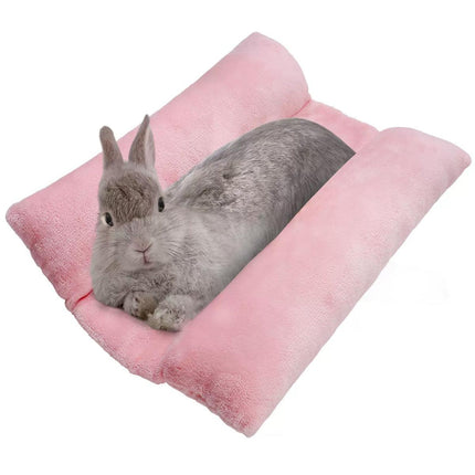 Small Animal Bed Cushion Plush Sleeping Mat for Pet Carrier Cage Nest Hamster - Pink.