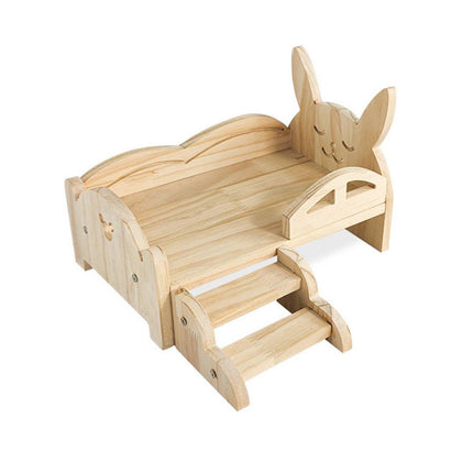 Wooden Rabbit Bed Small Animal Pet Cot Durable Sleeping Platform for Indoor Use.
