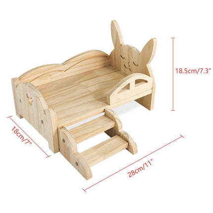 Wooden Rabbit Bed Small Animal Pet Cot Durable Sleeping Platform for Indoor Use.