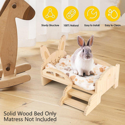 Wooden Rabbit Bed Small Animal Pet Cot Durable Sleeping Platform for Indoor Use.