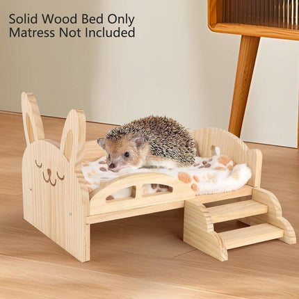Wooden Rabbit Bed Small Animal Pet Cot Durable Sleeping Platform for Indoor Use.