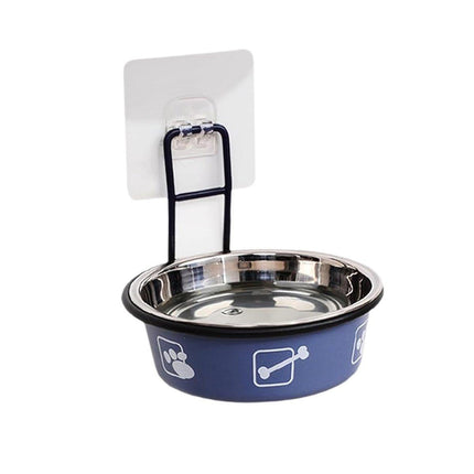 Stainless Steel Pet Bowl Hanging Cat Food Water Bowl Durable for Dogs and Cats - Black-14cm.