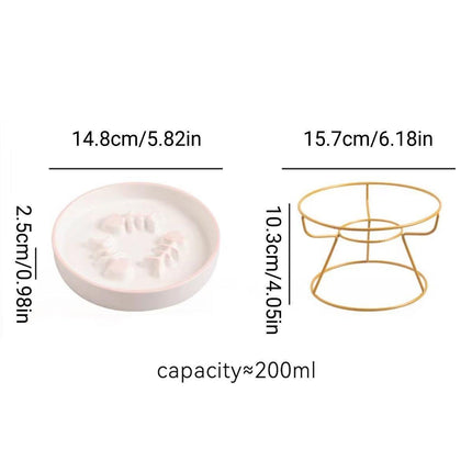 Ceramic Cat Bowl Slow Feeder Pet Food Tray for Cats and Dogs Non Slip Design - Black Bowl-Black Tray Rack.