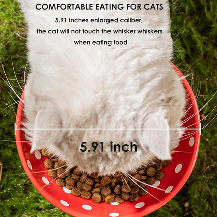 Pet Elevated Mushroom Bowl Ceramic Cat Dog Bowl Dish Food Feeder Raised Cat Bowl - Yellow.