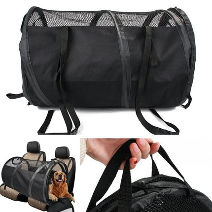 Foldable Pet Car Carrier Bag Breathable Travel Tent Portable Kennel for Transport - Grey.