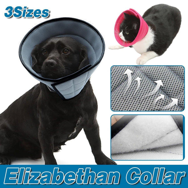 Elizabethan Collar Anti Licking Biting Pet Collar for Cats and Dogs Recovery Use - Grey-Size4.