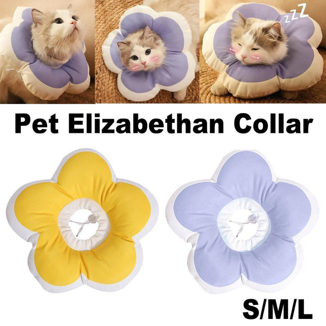 Elizabethan Cat Recovery Collar Anti Licking Pet Cone Protective Neck Ring - Purple-L.