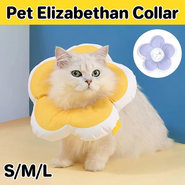 Elizabethan Cat Recovery Collar Anti Licking Pet Cone Protective Neck Ring - Yellow-L.
