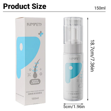 150ml Pet Dry Cleaning Foam Free Clear Body Wash Mousse for Dogs and Cats.