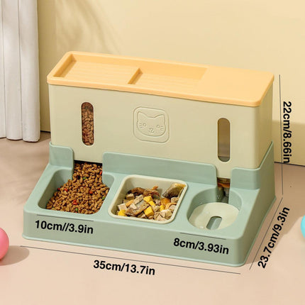 All in One Pet Feeding Bowl Cat Dog Water and Food Feeder Automatic Dispenser - Blue.