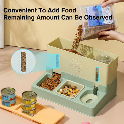 All in One Pet Feeding Bowl Cat Dog Water and Food Feeder Automatic Dispenser - Blue.
