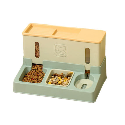 All in One Pet Feeding Bowl Cat Dog Water and Food Feeder Automatic Dispenser - Blue.