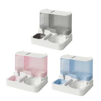 Automatic Cat Feeder Water Dispenser All in One Plastic Bowl for Cats and Dogs - Pink.