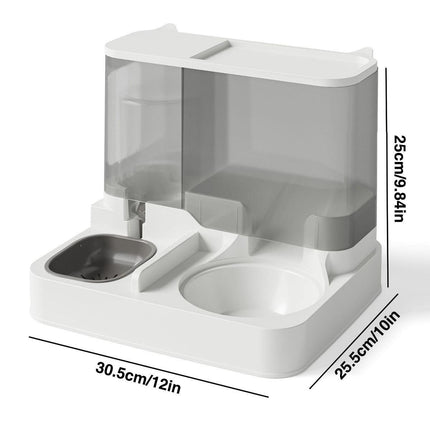 Automatic Cat Feeder Water Dispenser All in One Plastic Bowl for Cats and Dogs - Pink.