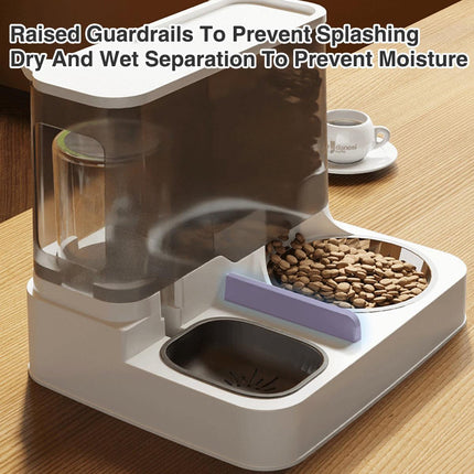 Automatic Cat Feeder Water Dispenser All in One Plastic Bowl for Cats and Dogs - Pink.