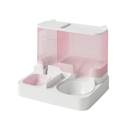 Automatic Cat Feeder Water Dispenser All in One Plastic Bowl for Cats and Dogs - Pink.