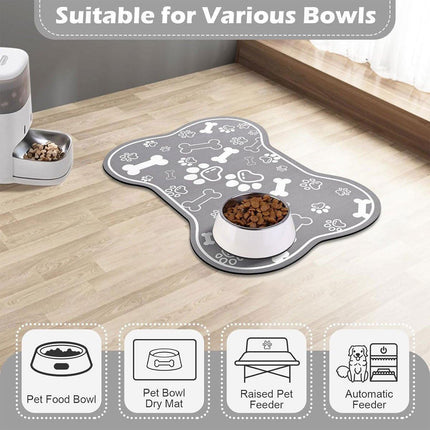 Pet Feeding Mat Non-slip Diatom Mud Absorbent Dirt-resistant Waterproof Placemat - Grey-40x60cm.
