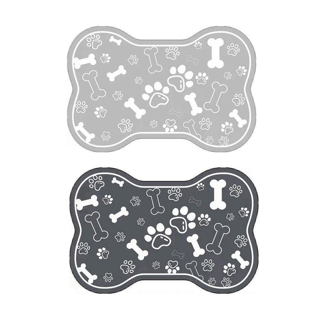 Pet Feeding Mat Non-slip Diatom Mud Absorbent Dirt-resistant Waterproof Placemat - Grey-60x90cm.