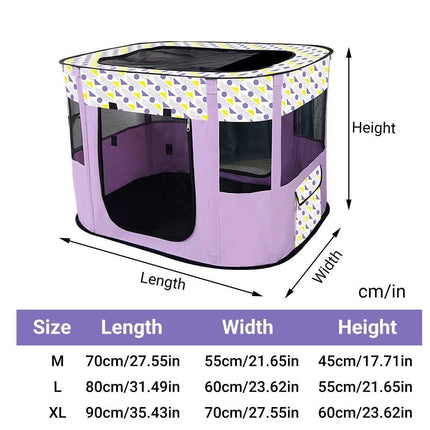 Foldable Cat Dog Kennel Pet Delivery Cage Portable Pet Fence Tent - Cyan-M.