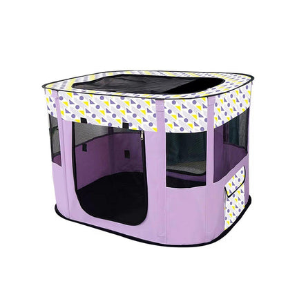 Foldable Cat Dog Kennel Pet Delivery Cage Portable Pet Fence Tent - Cyan-M.