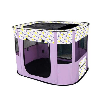 Foldable Cat Dog Kennel Pet Delivery Cage Portable Pet Fence Tent - Cyan-M.