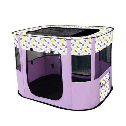 Foldable Cat Dog Kennel Pet Delivery Cage Portable Pet Fence Tent - Cyan-M.