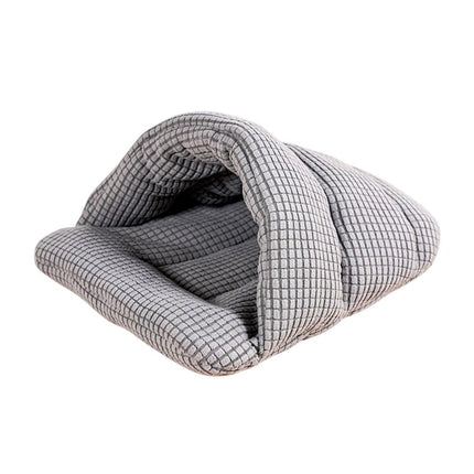 Pet Kennel Sleeping Bag Semi Enclosed Bed for Small Animals Cats and Puppies - Grey.