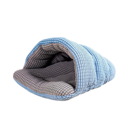 Pet Kennel Sleeping Bag Semi Enclosed Bed for Small Animals Cats and Puppies - Grey.