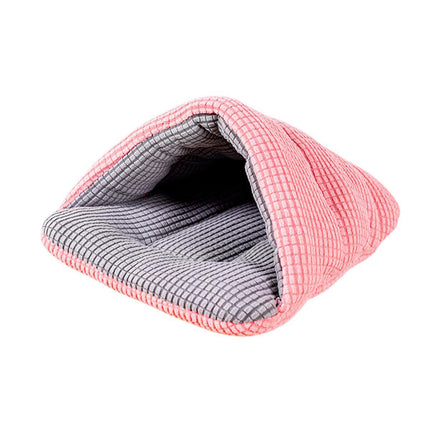 Pet Kennel Sleeping Bag Semi Enclosed Bed for Small Animals Cats and Puppies - Grey.