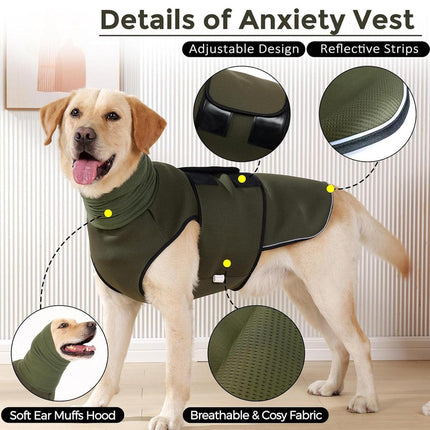 Calming Dog Vest for Stress Relief Travel Thunder Wrap Jacket for Medium Large Dogs - L.
