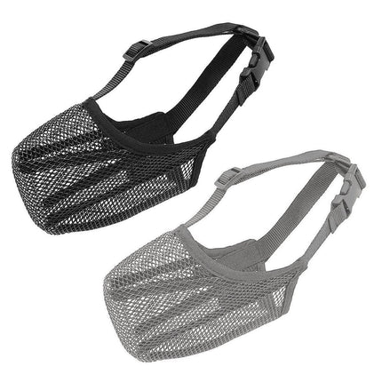 2PCS Adjustable Mesh Pet Dog Muzzle Mask Mouth Cover No Bite Strap Mouth Cover - Grey-XS.