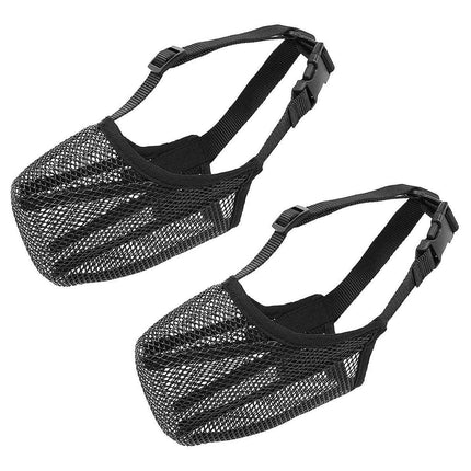 2PCS Adjustable Mesh Pet Dog Muzzle Mask Mouth Cover No Bite Strap Mouth Cover - Grey-XS.