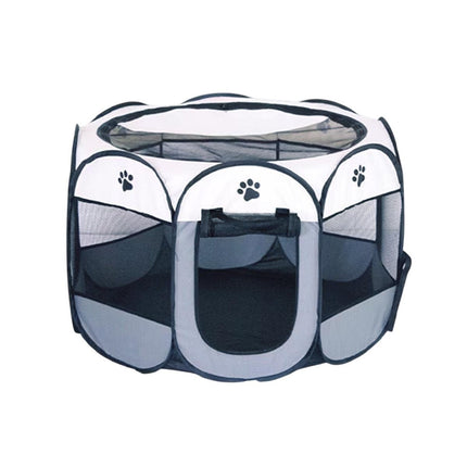 Pet Fence Indoor Cat Dog Tent Octagonal Fence Portable Foldable Cage Kennel - L-Coffee.