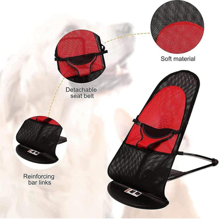Pet Rocking Chair for Dogs Cats Foldable Pet Bed Portable Sleeping Lounger Chair - Red.