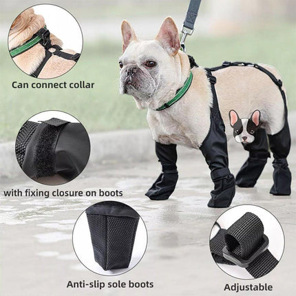 Dog Adjustable Suspender Boots Waterproof Dog Shoes Anti-Slip Pet Paw Protector - M.