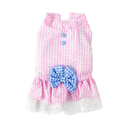 Cute Small Dog Dress Puppy Clothing Pet Apparel for Summer Fashion Outfit - Pink - L.