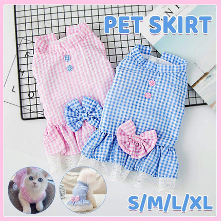 Cute Small Dog Dress Puppy Clothing Pet Apparel for Summer Fashion Outfit - Blue - S.