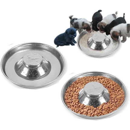 2pcs Stainless Steel Dog Cat Slow Feeder Pet Food Bowl Non-Slip Stop Eating Dish.